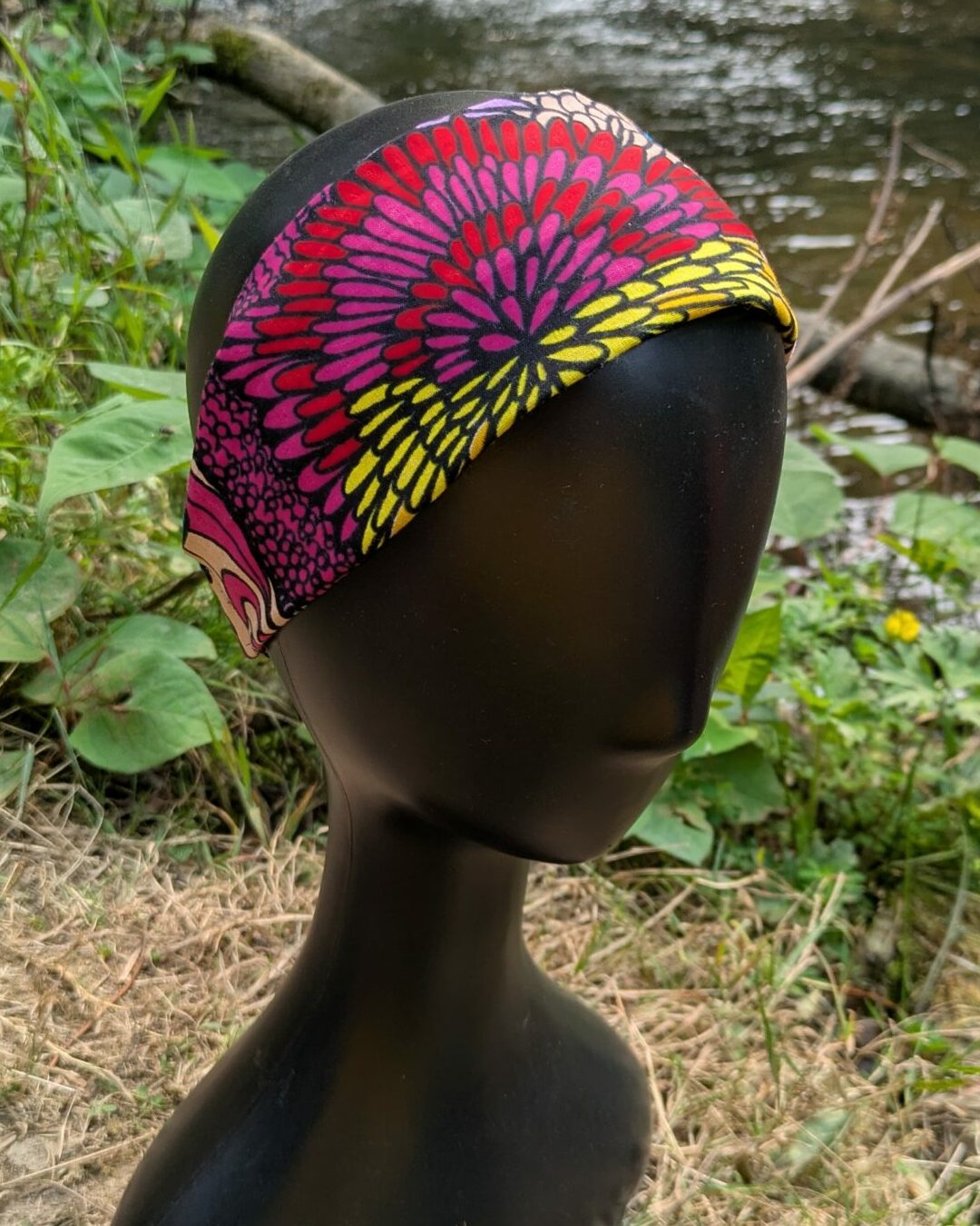 bandeau tête rose et jaune