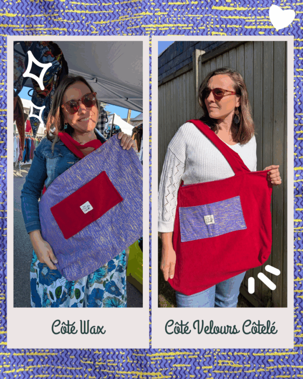 Sac cabas réversible - Rouge & Violet