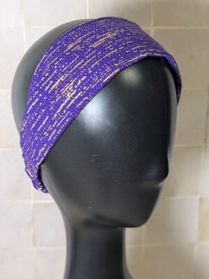 Bandeau - Wax violet, traits dorés horizontaux