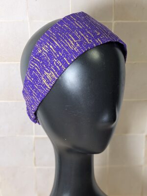Bandeau - Wax violet, traits dorés verticaux
