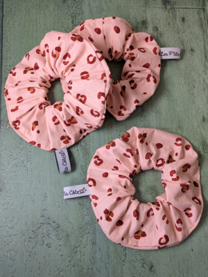 chouchou léopard rose