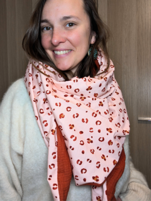 chèche printemps léopard rose