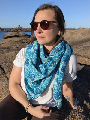 chèche printemps palmier bleu