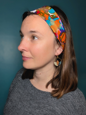 Bandeau - Wax coloré (orange, rose, turquoise)