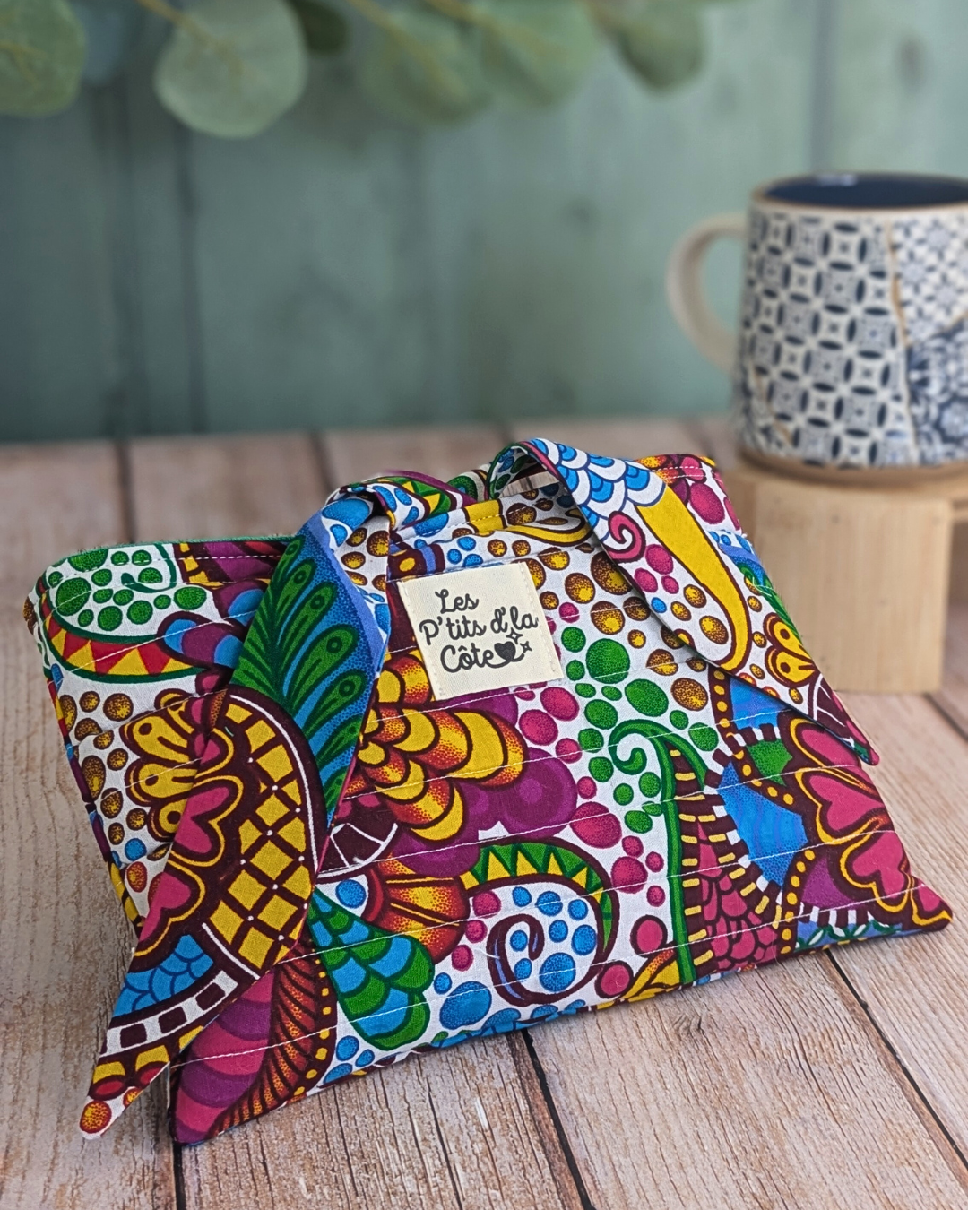 Pochette à livre - Wax fleurs et pois Pochette à livre - Wax fleurs et pois