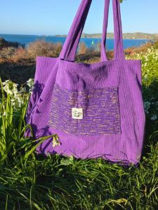 Sac Cabas, grand format, violet et wax violet et doré
