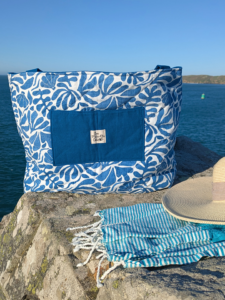 Sac Cabas, grand format, coquillages - Entre ciel, mer et granit rose