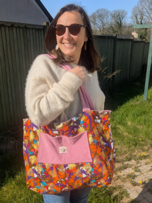 Sac Cabas, grand format, rose et wax coloré