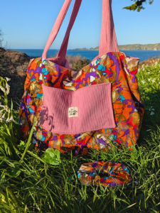 Sac Cabas, grand format, rose et wax coloré