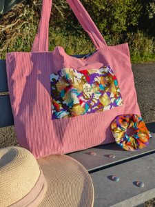 Sac Cabas, grand format, rose et wax coloré 