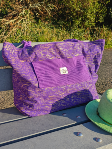 Sac Cabas, grand format, violet et wax violet et doré