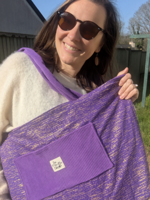 Sac Cabas, grand format, violet et wax violet et doré