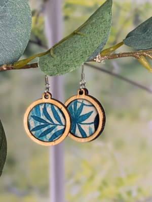 Boucles d'oreilles - Fleurs Palmier Bleus