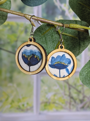 Boucles d'oreilles - Fleurs bleues (2)