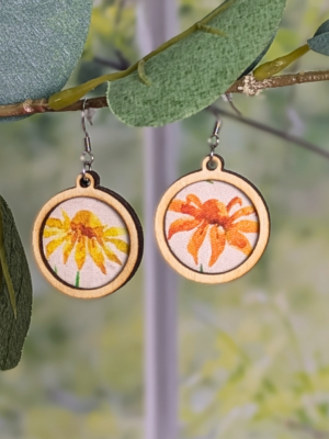 Boucles d'oreilles - Fleurs de champs - Fleurs jaune et orange