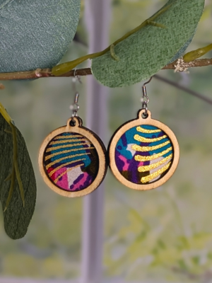 Boucles d'oreilles - Wax aux rayures dorées