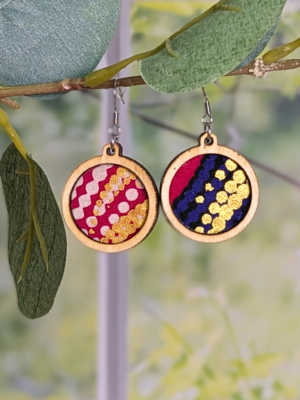 Boucles d'oreilles - Wax rose et bleu