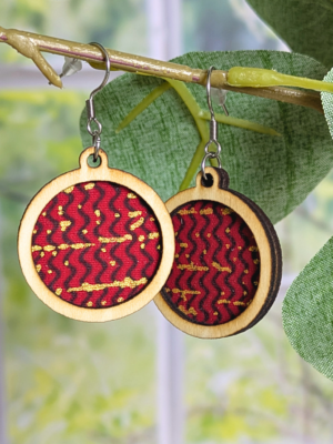 Boucles d'oreilles - Wax rouge et doré