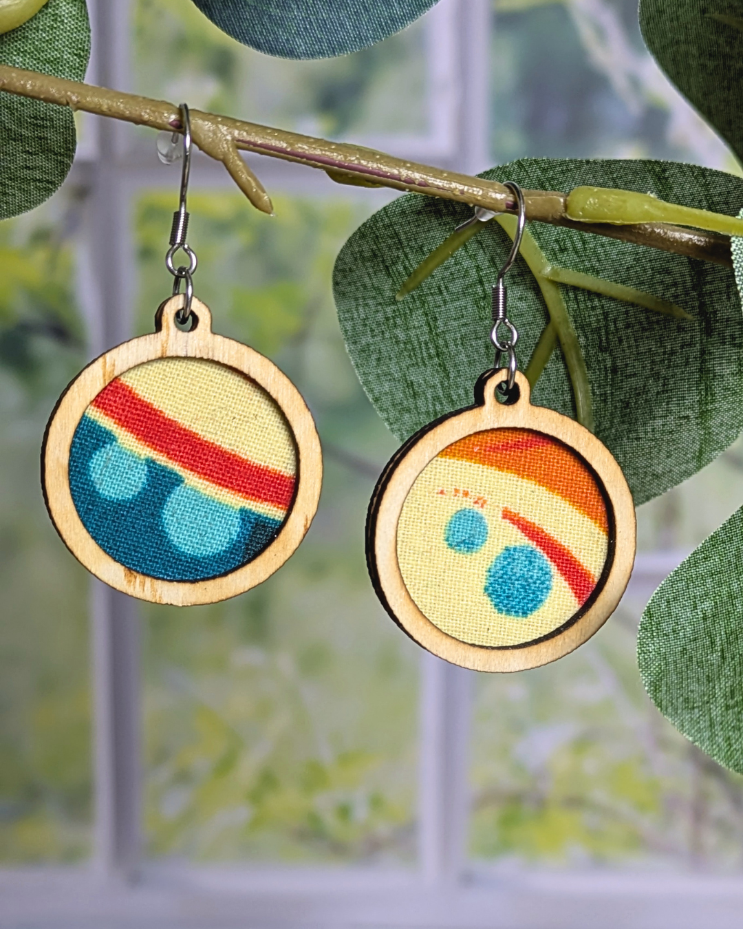 Boucles d'oreilles - Wax vagues orange et turquoise (2) Boucles d'oreilles - Wax vagues orange et turquoise (2)