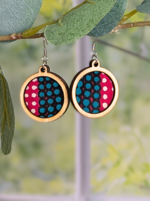 Boucles d'oreilles - Wax, vert et rose