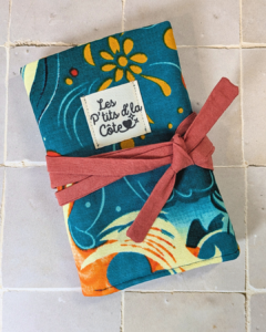 Pochette range-bijoux - Wax vagues turquoises et orange