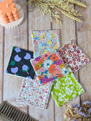 Home Lot de 6 lingettes lavables artisanales aux imprimés fleuris et liberty