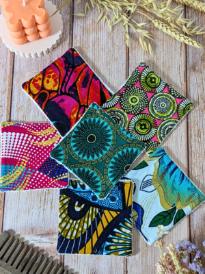 Home Lot de 6 lingettes lavables artisanales en wax.