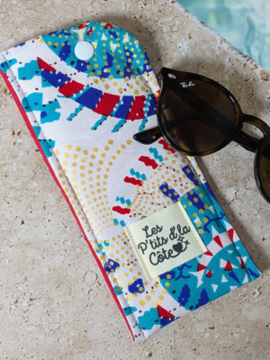 Étui à lunettes en coton motif bord de mer coloré