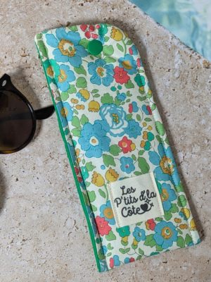 Pochette à lunettes artisanale motif fleurs colorées – Modèle unique