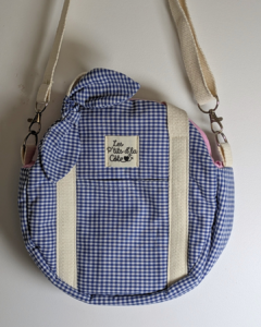Sac rond, réglable, vichy bleu