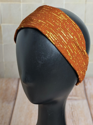 Bandeau cheveux femme marron et doré fait main