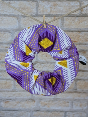 Chouchou violet et doré cousu main en Bretagne