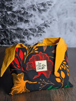 Pochette protège livre fleurie en coton coloré